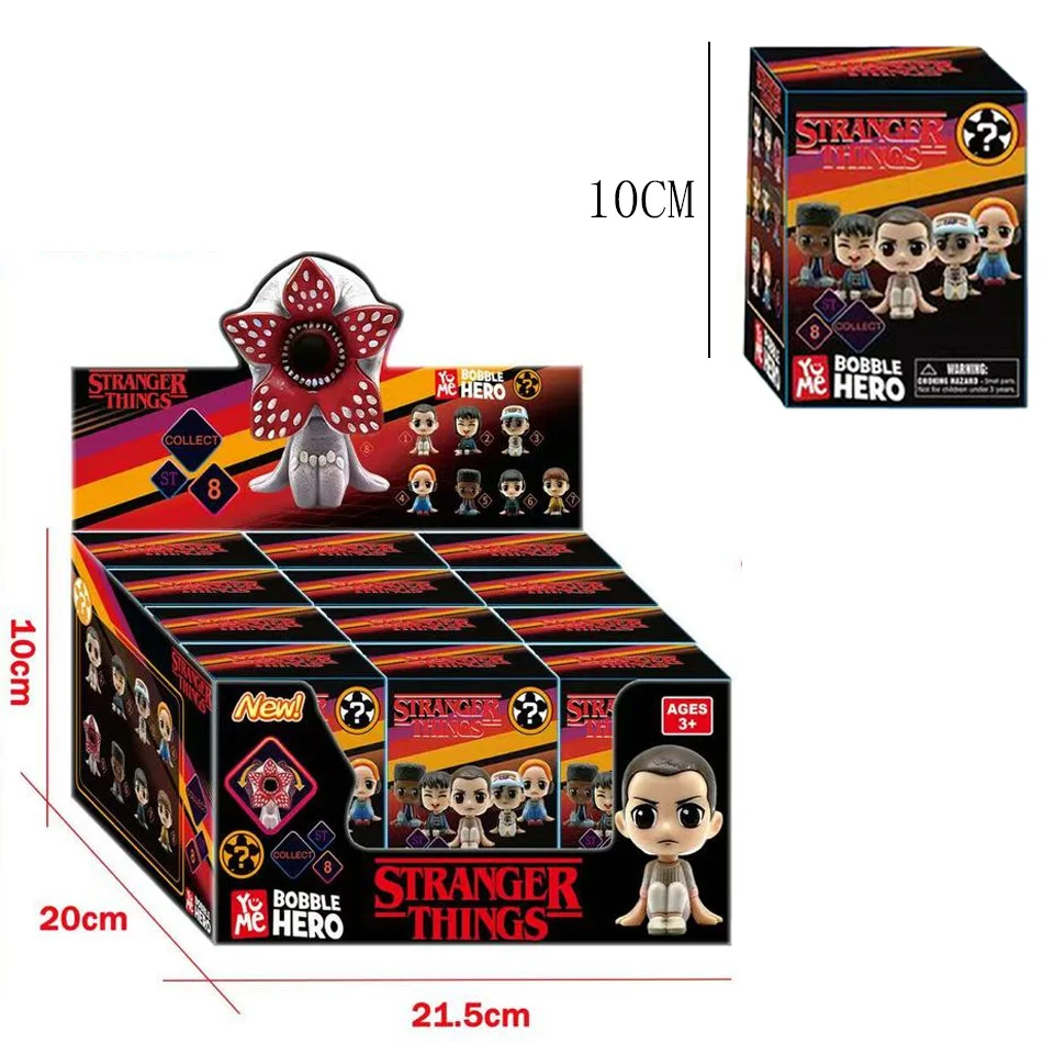 1-8pcs Blind Box Q version Stranger ELEVEN Demogorgon DUSTIN Barb Steve Robin Keychain Toy Vinyl Figure Pocket Things Model Toy