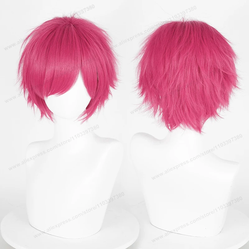 Peruka cosplay anime 30 cm krótka prosta czarno-biało-zielono-brązowo-fioletowo-niebiesko-szaro-czerwono-złota męska damska odporna na ciepło syntetyczna