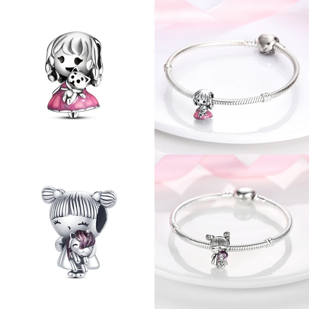 Breloques en argent regardé 925 pour bracelets Pandora originaux, pendentif animal mignon, perles caméléon, luciole, salle de bain, style T 92, bijoux cadeaux