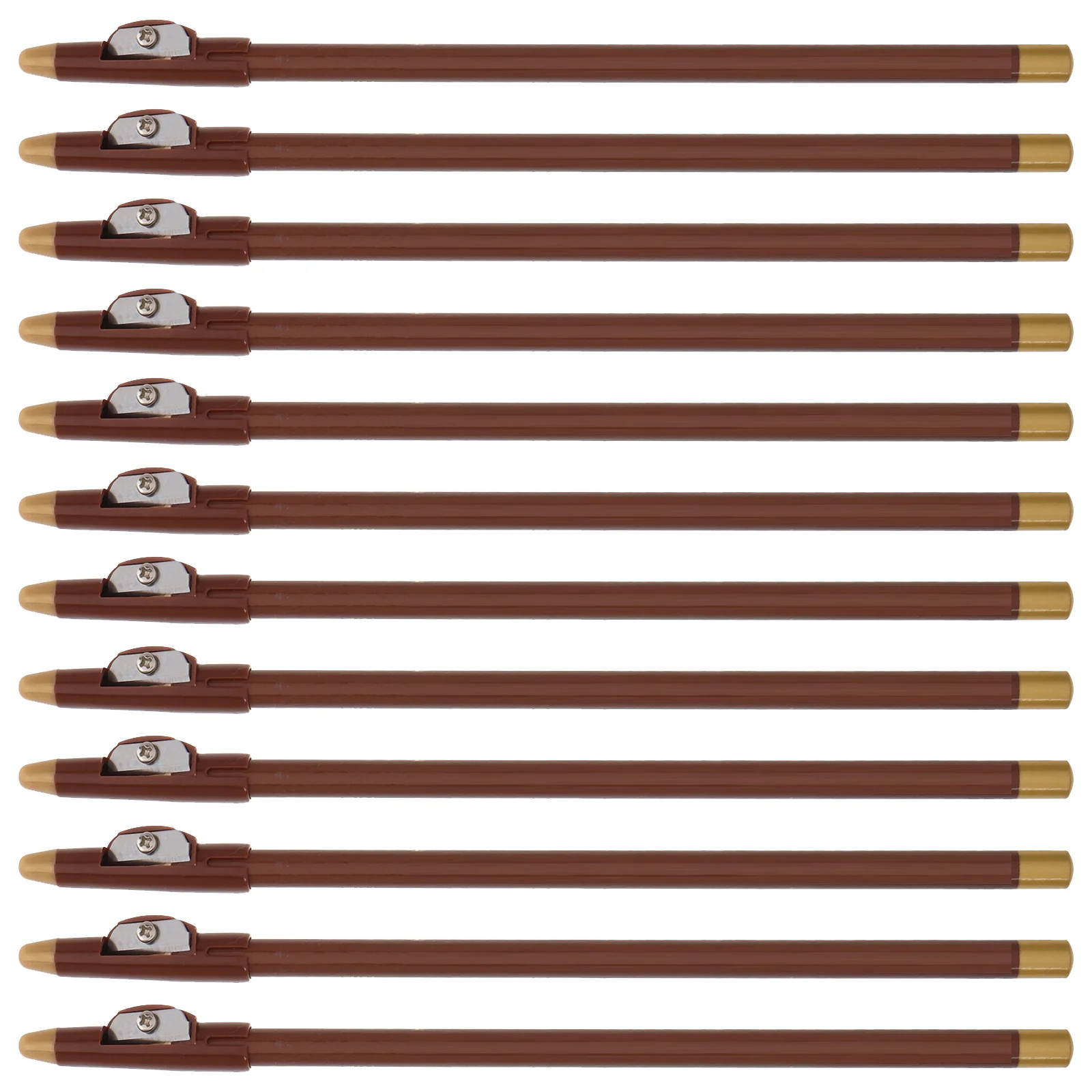 Crayon à sourcils étanche, Portable, double usage, Eyeliner, avec taille-crayon, outil de maquillage, 12 pièces