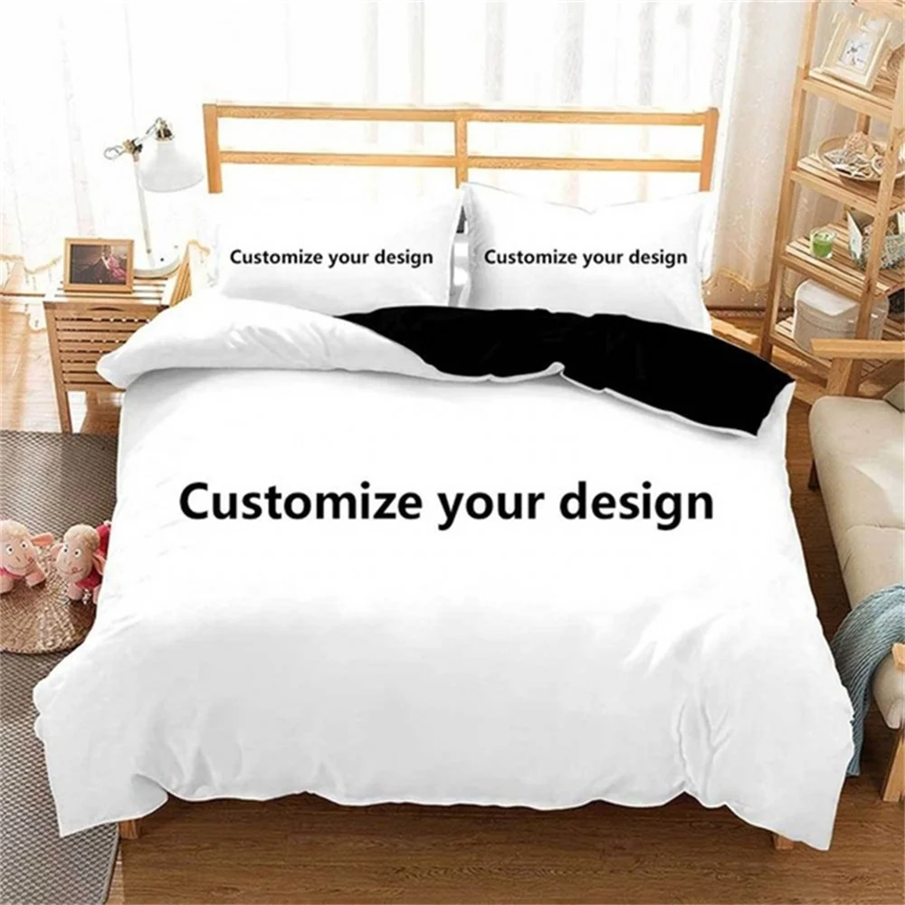 Customized Bedding Set 3D Digital Printing Bed Linen Pillowcases 3-Piece Set (No Core) Suitable for Bedroom DIY Duvet Cover Set