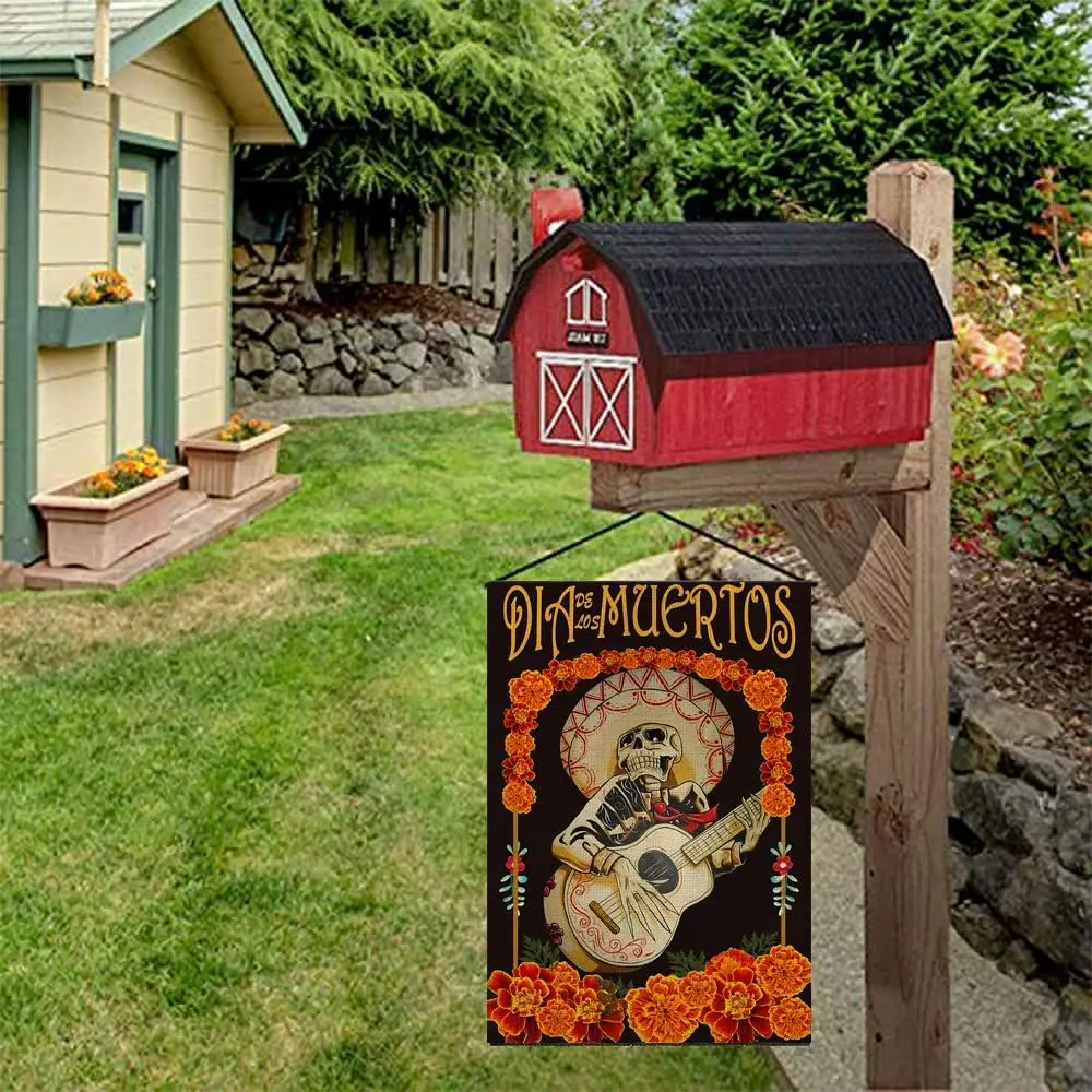 Dia De Los Muertos Garden Flag 12.5 x 18 Inch Halloween Day of The Dead Decorative House Yard Double Sided Flag for Holiday  uui