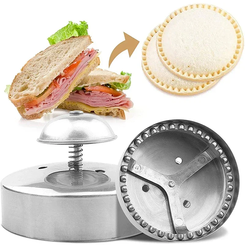 

Sandwich Cutter and Sealer for Kids Stainless Steel Round Sandwich Maker Pastry Cookies Mold for Hamburgers Baking Bento Tools