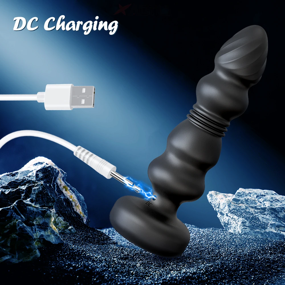 Thrusting Butt Plug Vibrator Anal ลูกปัดชาย Prostate Massager Telescopic Vibrating Anal Plug Stimulator เพศของเล่นสําหรับผู้หญิงผู้ชาย