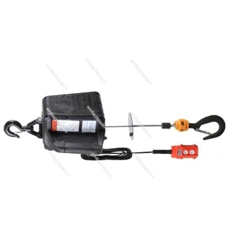 220V Portable Electric Wire Rope Hoist Household Lifting Winch Crane 100kg 200kg 300kg 500kg Hand Pull Block