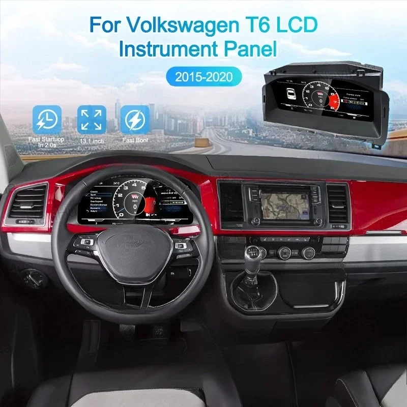 

Car Digital Cluster for VW T6 2015-2020 Speedometer LCD Instrument LCD Dashboard Virtual Cockpit Auto Meter