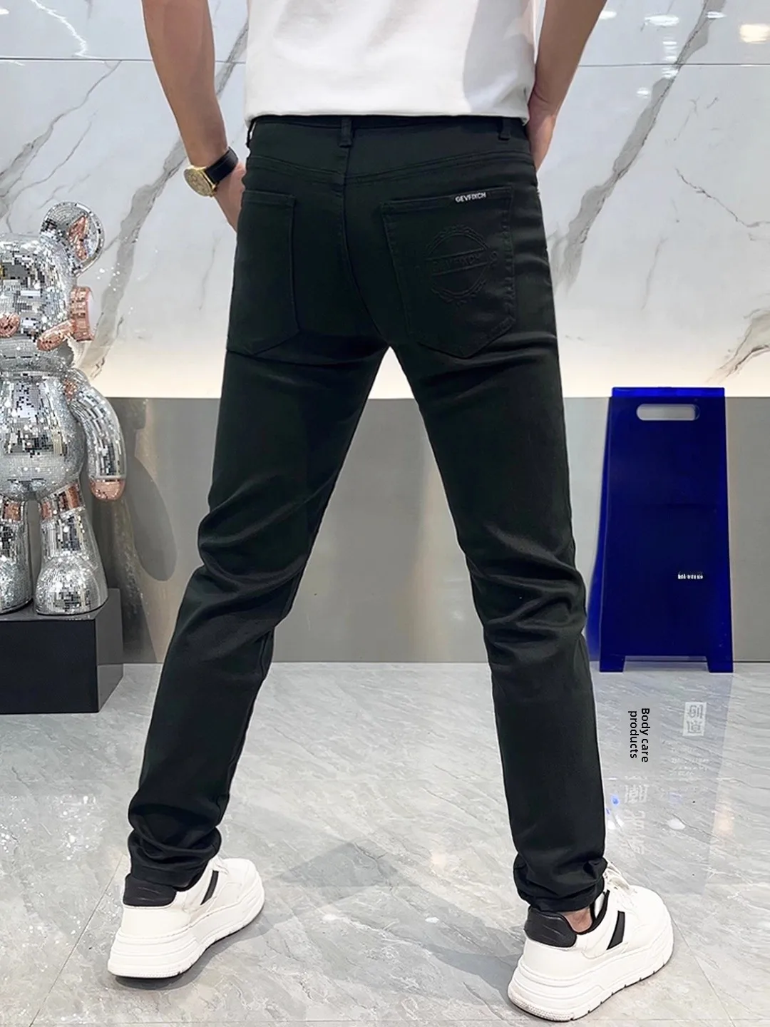 

Slim Fit Men's Denim Jeans Pure Color Casual Faionable Busin Casual Slimming Long Pants Autumn Winter European Sle