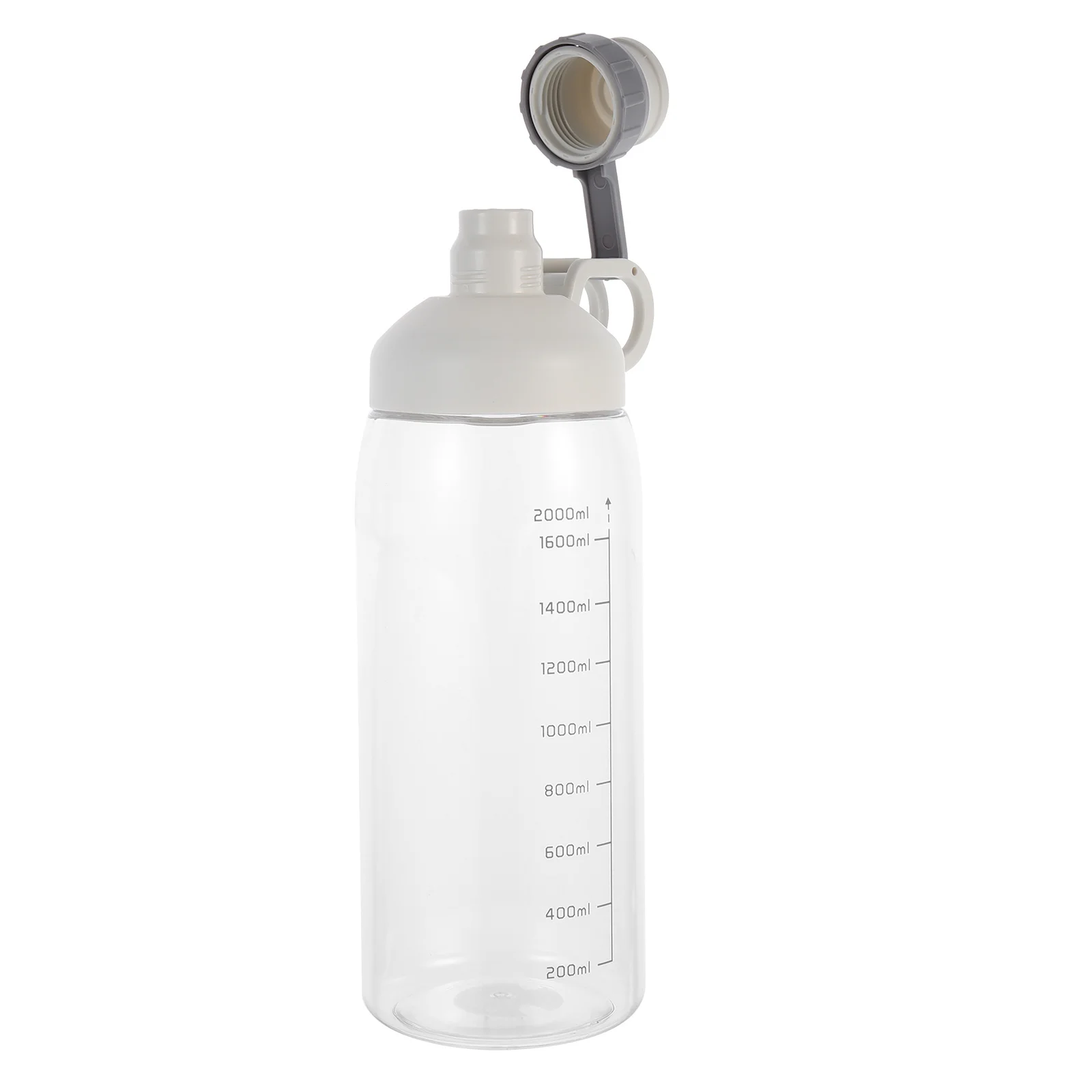 1 قطعة زجاجة مياه رياضية خارجية 2000 مللي سعة كبيرة إبريق اللياقة البدنية المحمولة مع مقياس القياس للشرب في صالة الألعاب الرياضية المدرسية #6
