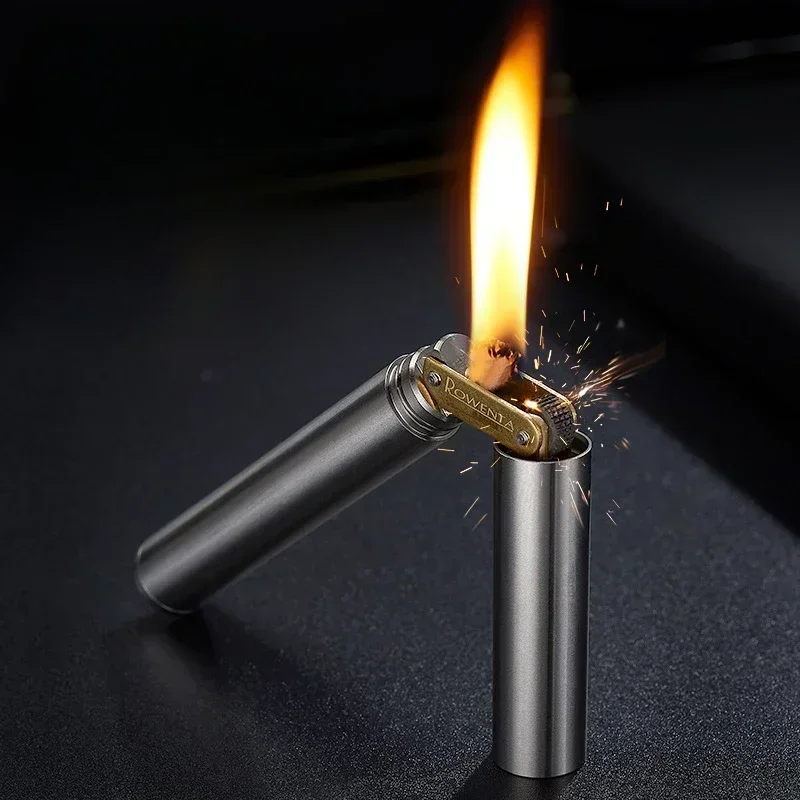 2026 New Brass Kero sene Nunchaku Lighter Windproof Mini Retro Grinding Wheel Ignition Flint Fireless Men's Smoking Toy Gift