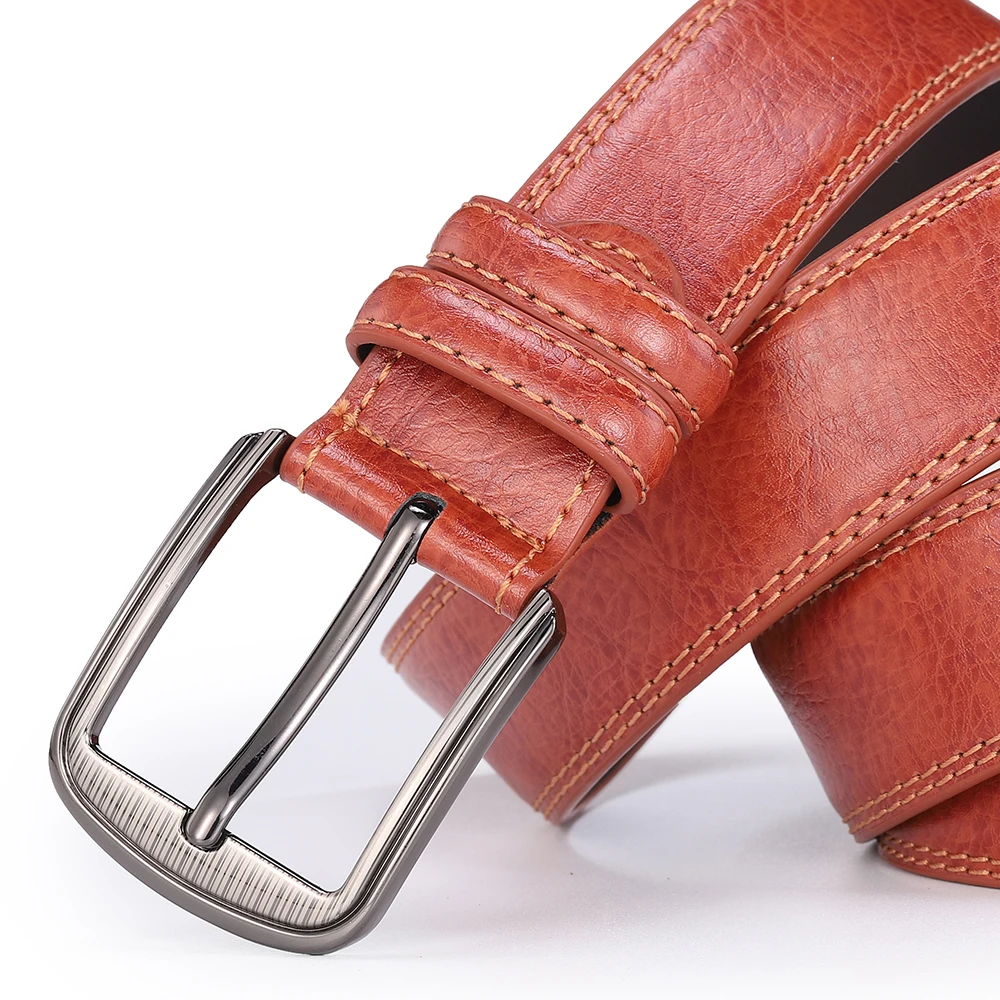 Herren-Gürtel aus Rindsleder mit Dornschließe, Modischer Vielseitiger Gürtel, Reiner Ledergürtel mit Löchern, Neu in Mehreren Farben: Rot, Blau, Schwarz, Braun, Gelb – Detail 20