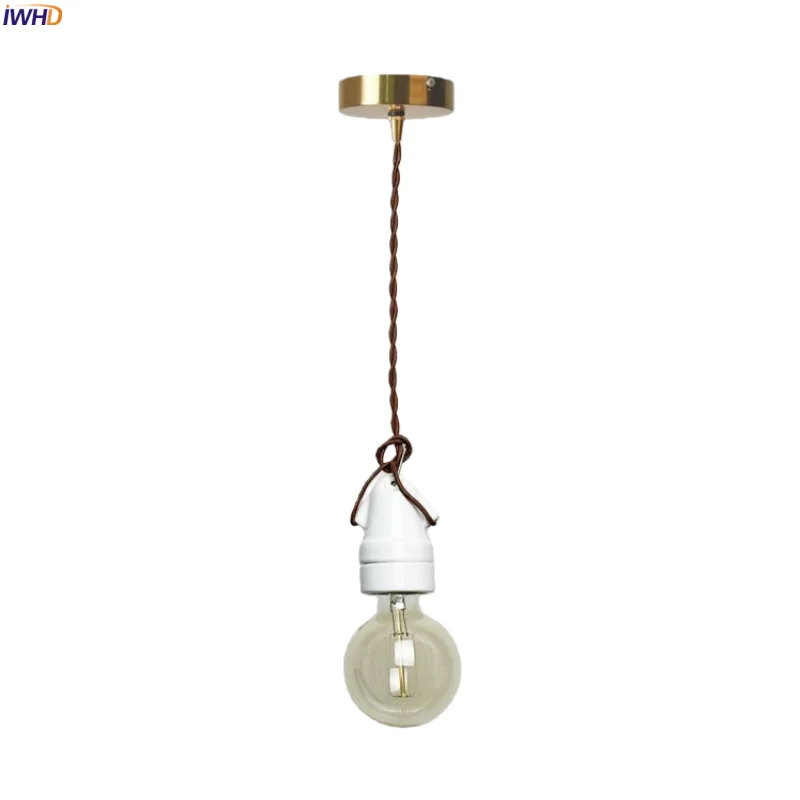 

IWHD White Ceramic LED Pendant Lamps Bedroom Kitchen Bathroom Children's room Lighting Japan Vintage Hanging Light Hanglampen