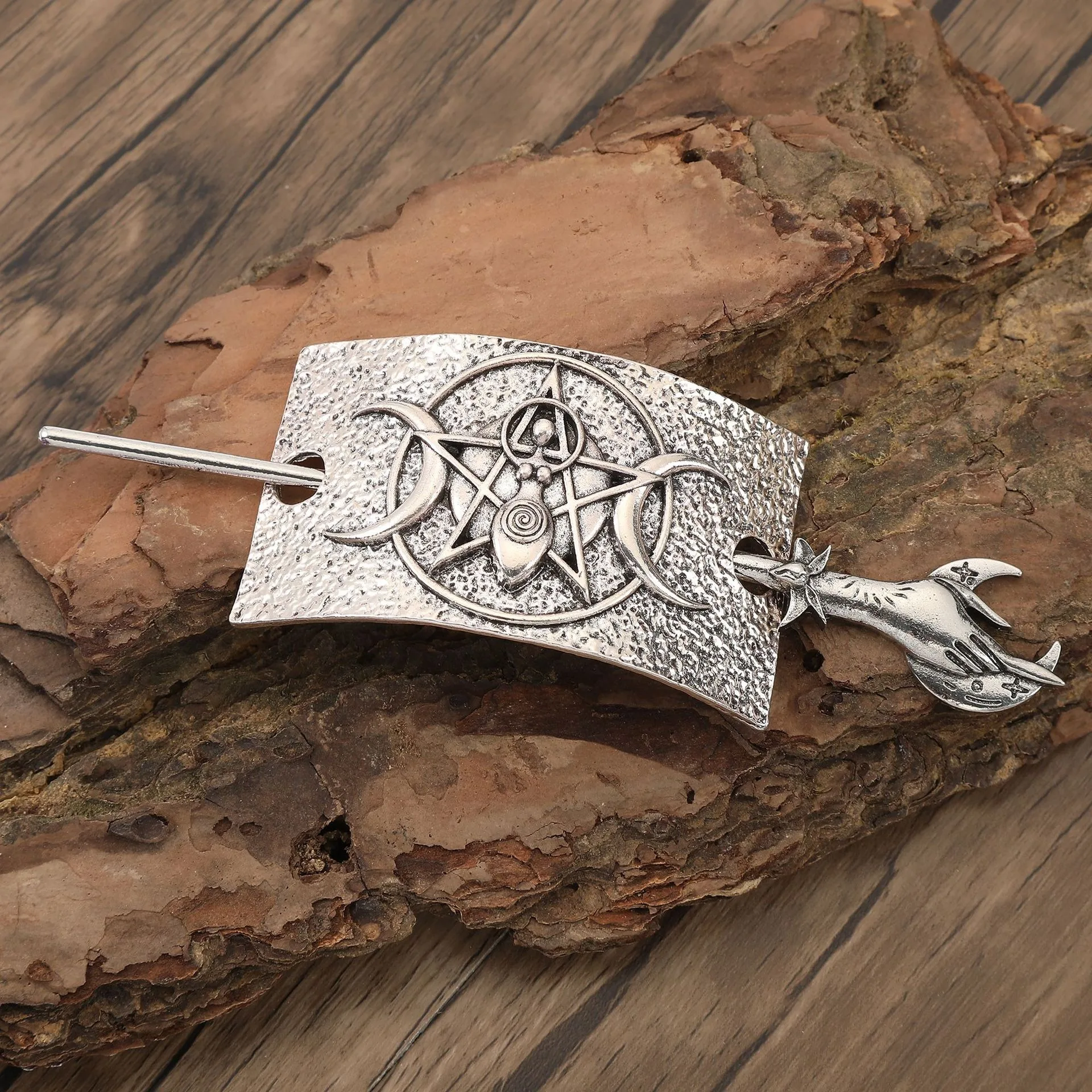 

1pc New Chinese Style Creative Design Triple Moon Goddess Hairpin Viking Retro Exquisite Holding Crescent Shaped Hair Stick