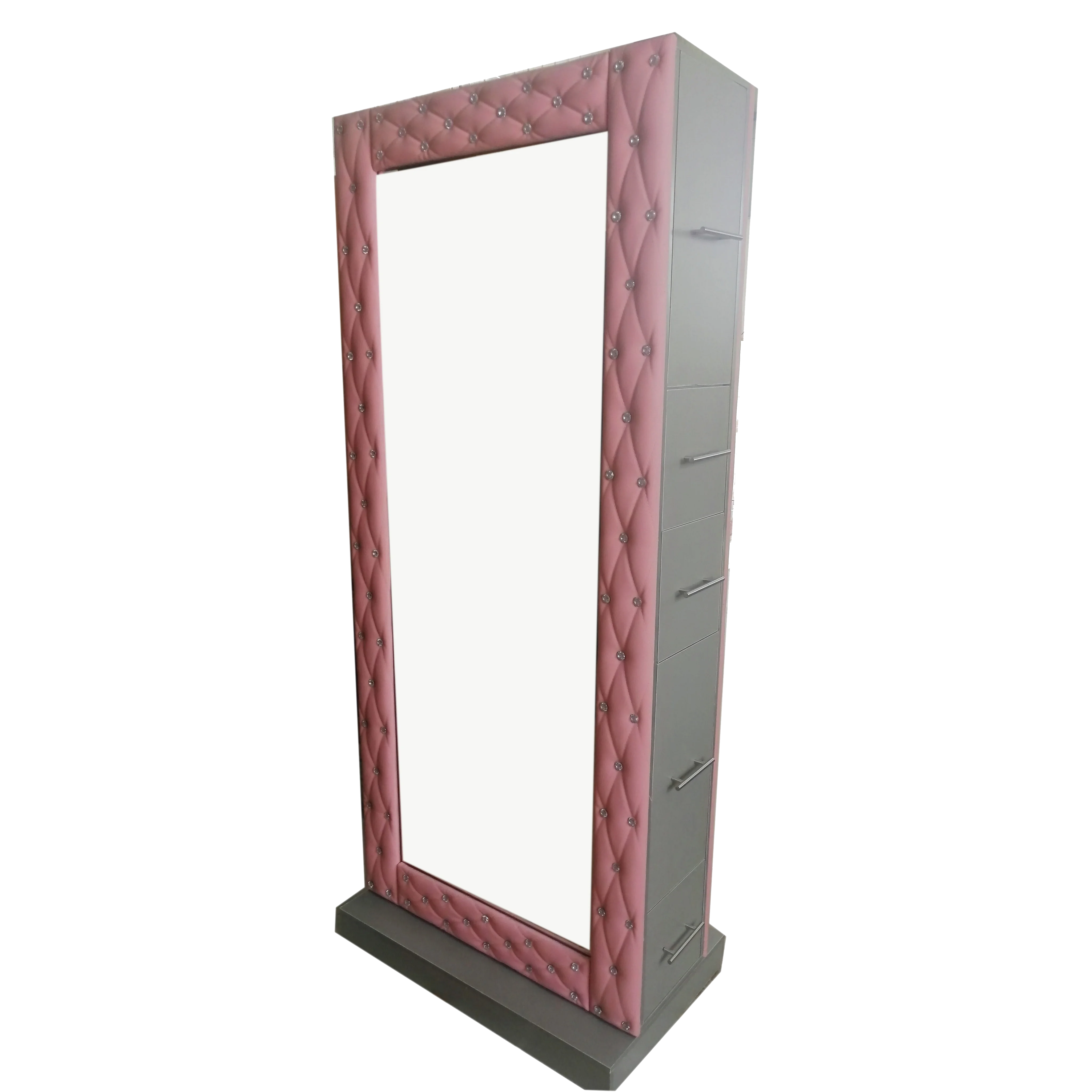 Clássico logotipo rosa grande capacidade estação de maquiagem profissional espelhos de cabeleireiro estações branco salão de beleza espelhos