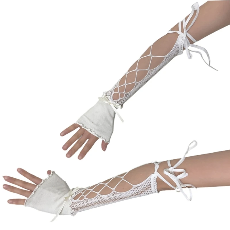 Half Finger Lace Sleeves Decorative Sleeves for Female Hollowed Arm Sleeves Universal Size Girl Animes Arm Decors