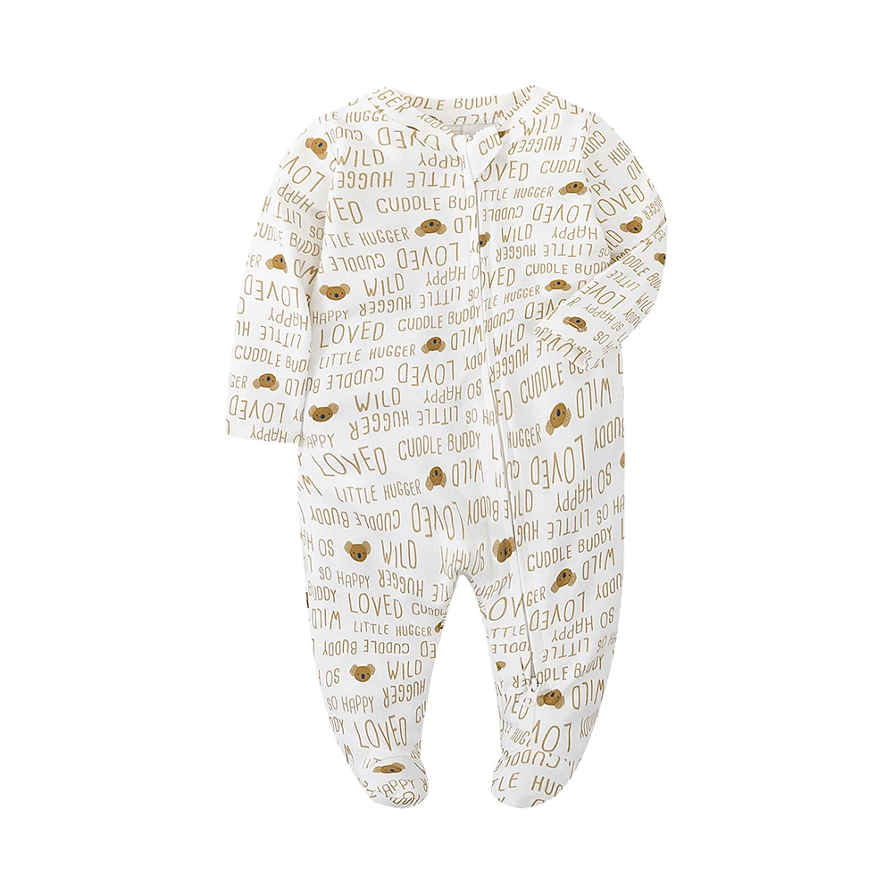 Newborn Footed Pajamas Zipper Girl and Boy Romper Long Sleeve Jumpsuit Cotton Solid White Fashion 0-12 Months Baby Clothes