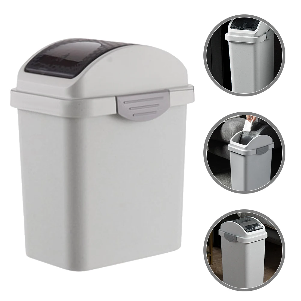 

Kitchen Trash Can With Swing Lid Thickened Plastic Garbage Bin For Bathroom Home Office Odor Resistant Household Waste Container