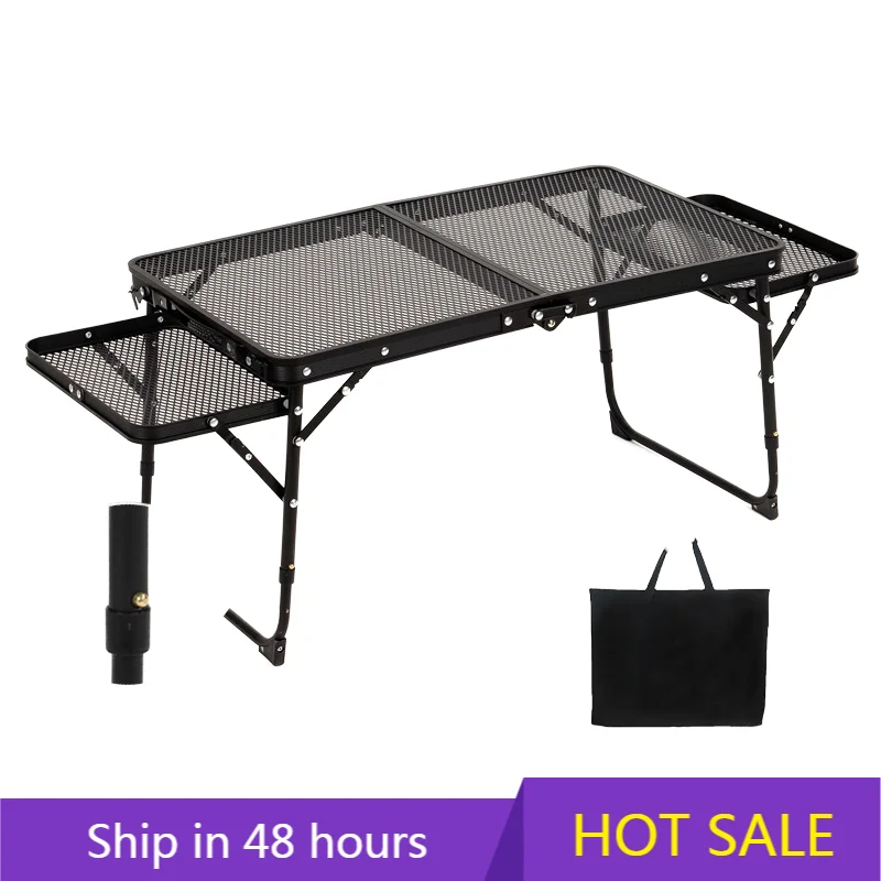 

POWER LEAP Outdoor Camping Table Iron Mesh Foldable Portable Adjustable Storage Rack Aluminum Alloy Dining Table Square 1-2 Peop