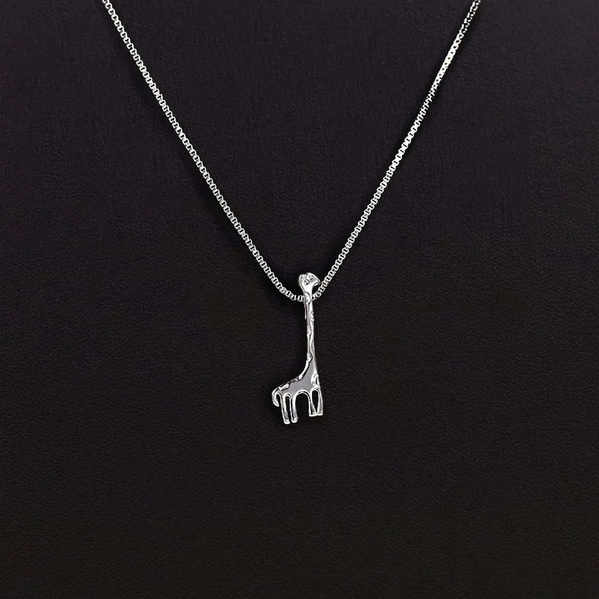 Simple Box Chain 925 Sterling Silver Short  Giraffe Pendant Choker Necklace For Women Girl Sweet Cute Jewelry Gift