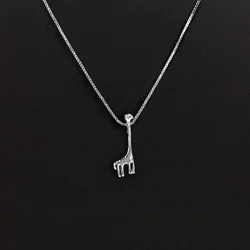 Simple Box Chain 925 Sterling Silver Short  Giraffe Pendant Choker Necklace For Women Girl Sweet Cute Jewelry Gift