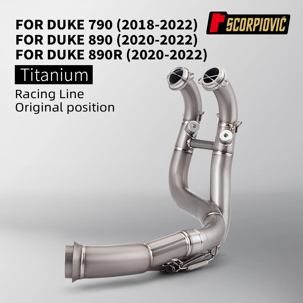 

Motorcycle Exhaust Pipe For DUKE 790 890 890R High Quality Escape Refit Semi-Blue Titanium Alloy Front End Link Pipe