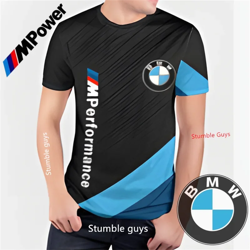 

BMW Summer Men's T-shirt Sports Motorcycle Racing M Power Brand Car Logo Kids Short Sleeve Urban Wear