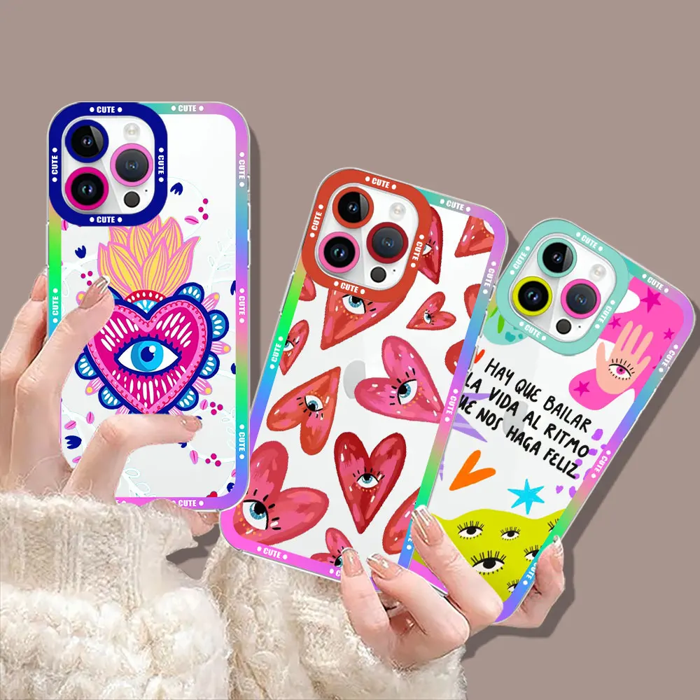 Lucky Eye Blue Evil Eye Print Phone Case For Apple iPhone 15 14 13 12 11 XS Pro Max 16 8 7 Plus X XR Transparent Cover Cqoue