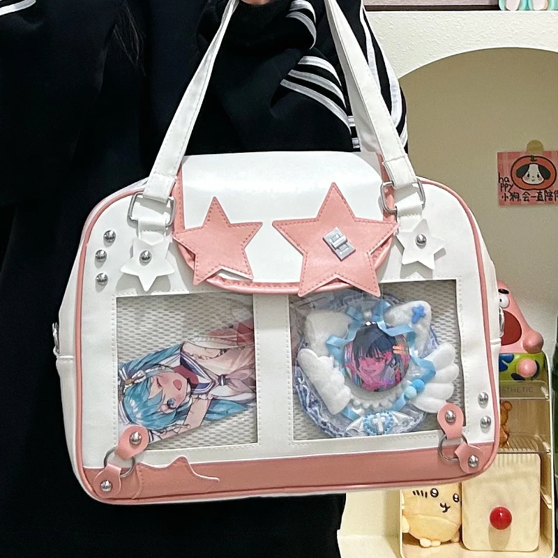 Y2K Fashion Star Ita Bag Lolita Girl Crossbody Bag Women's DIY Display Transparent Pocket Shoulder Bag Japanese Style Handbag