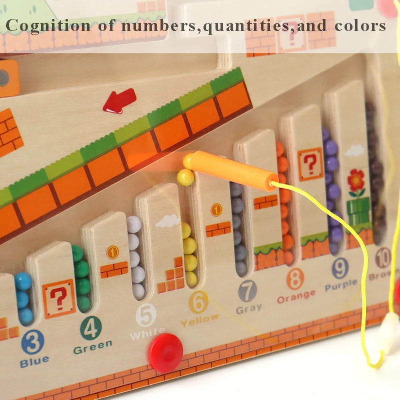 Creative Children Boy Girl Wooden Magnetic Puzzle Number Color Maze Learning EarlyEducation Toys Color Matching Montessori Toys