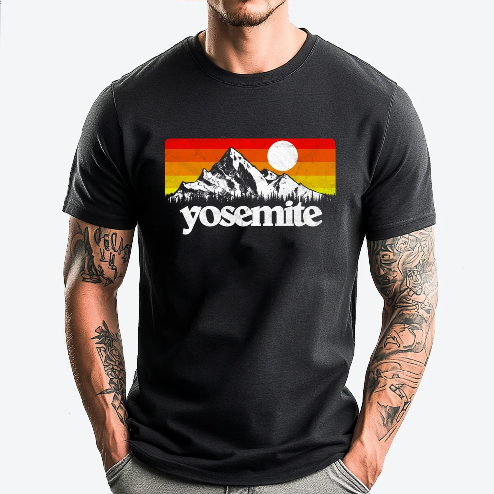 

Vintage Yosemite National Park Mountains Sun Men Clothes T-Shirt HOLIDAYS