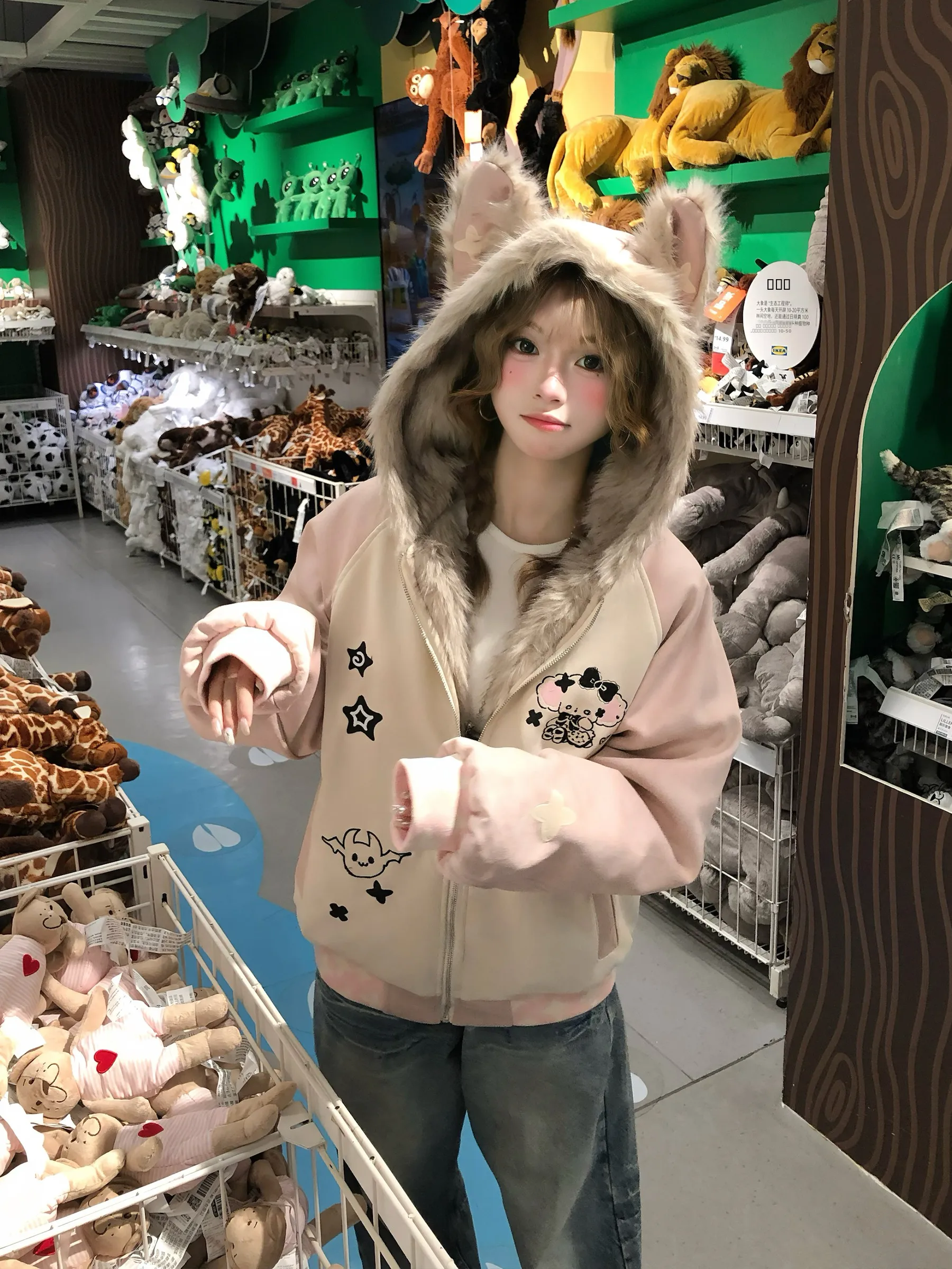 

Thiened Cotton Jaet with Fur Collar for Women Winter Outerwear Hooded Couples Coats Tagkita Brand Commute Sle Loose Fit