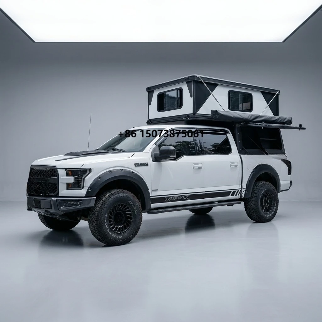 2-3 Person Hard Folding Tent Aluminum High Roof with Honeycomb Aluminum Panel Hard Wall Custom Size Fit for All Pickup Trucks