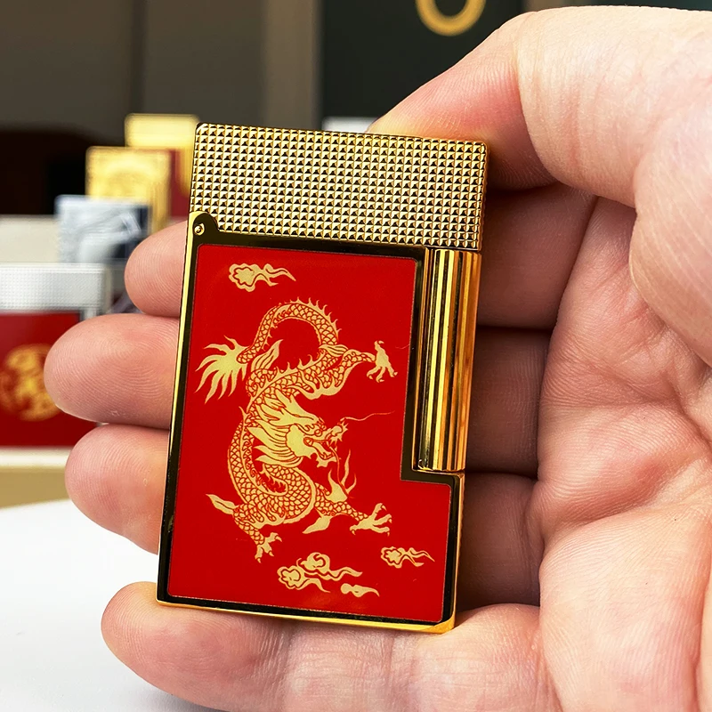 

New Commemorative Edition Luxury Butane Lighter Single & Double Flame Ping Sound Natural Paint Cigarette Smoker 11295
