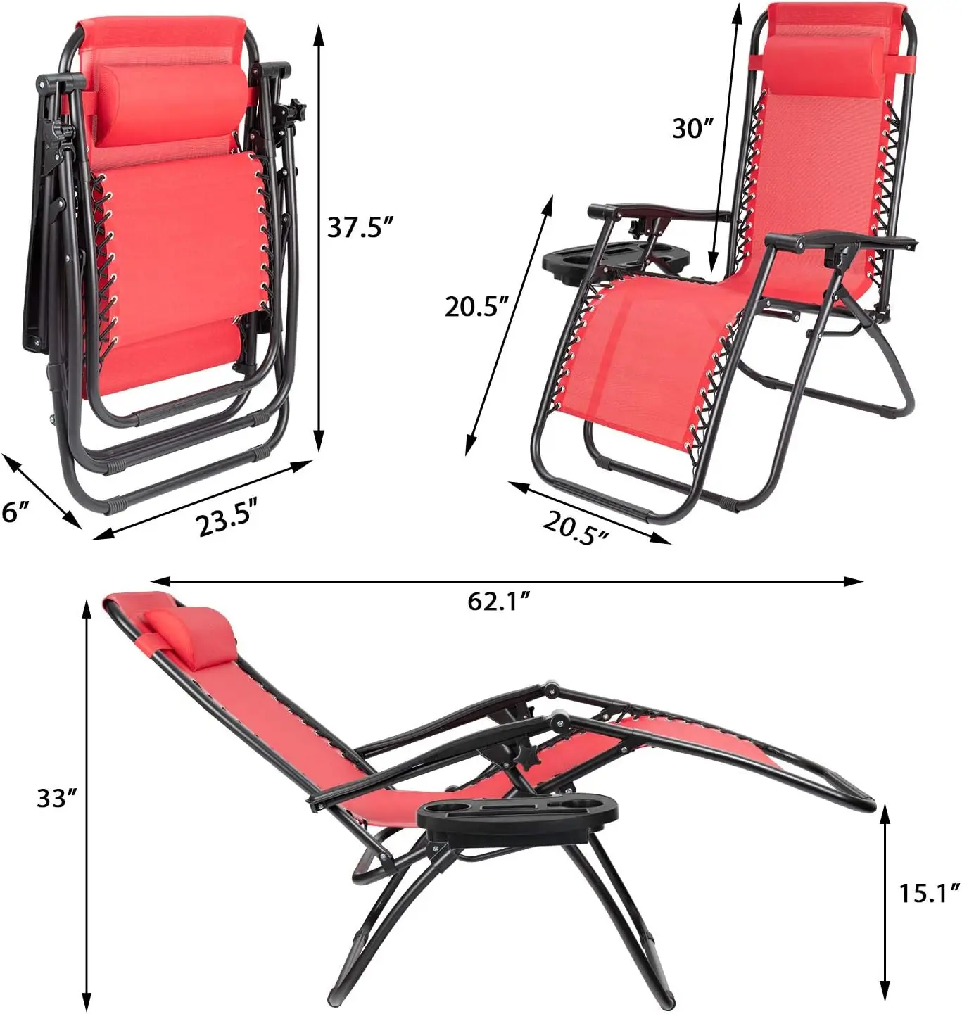 Comfort Corner Zero Gravity Chair Patio Outdoor Adjustable Reclining Folding Chair Lawn Lounge Chair for Deck Beach Yard