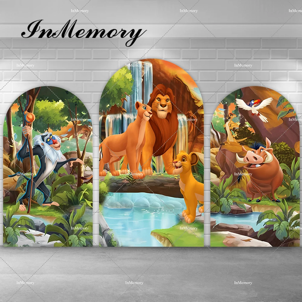 

Lion King Arch Backdrop Kids Birthday Backdrop Jungle Forest Double-Sided Arch Cover Backdrop Party Decor Photo Props