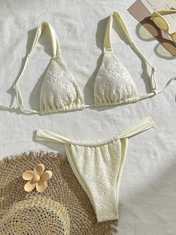 

2025 New Sexy Bikini Swimsuit Women's Three-Point Beach Swimming Wear White Strapless Design Sports Fitness Fans Supplies