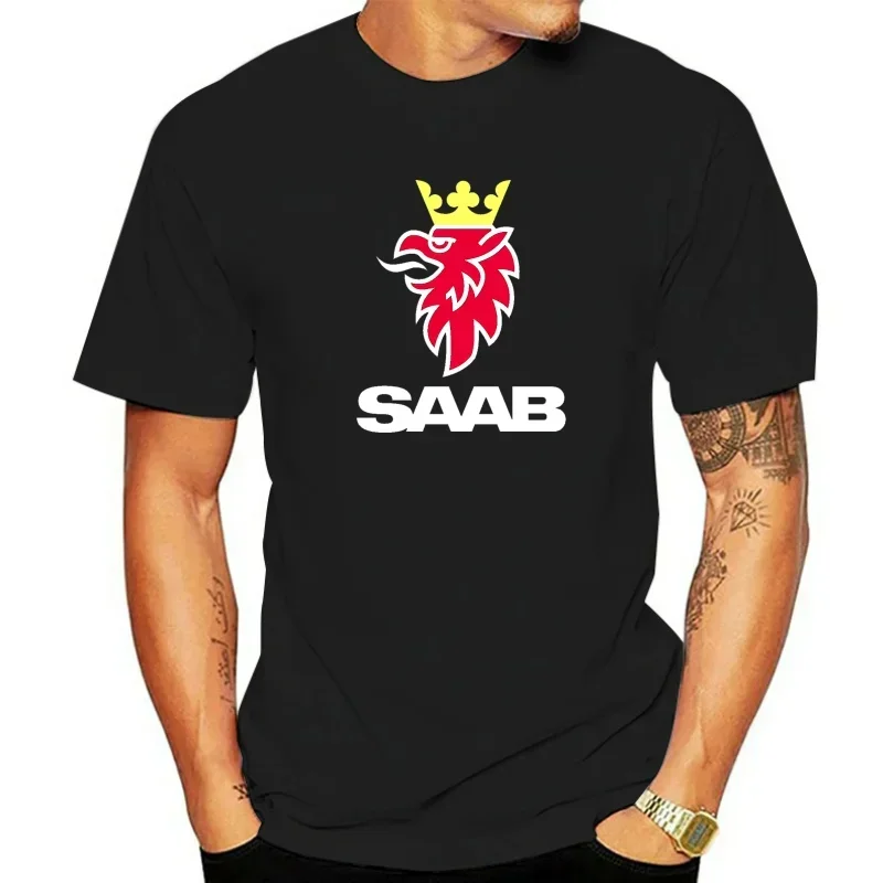 Saab-男性と女性のための半袖Tシャツ,半袖,ラウンドネック,カジュアルファッション,夏のトレンド,一般的な用途