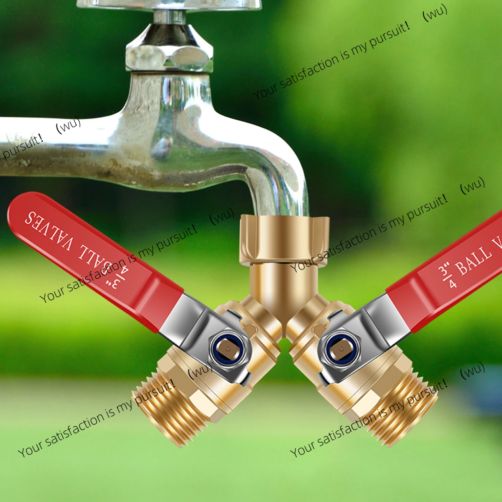 

Двухходовой латунный разветвитель для садового шланга с длинной ручкой, усиленный, с резьбой GHT 3/4 дюйма для большинства садовых шлангов