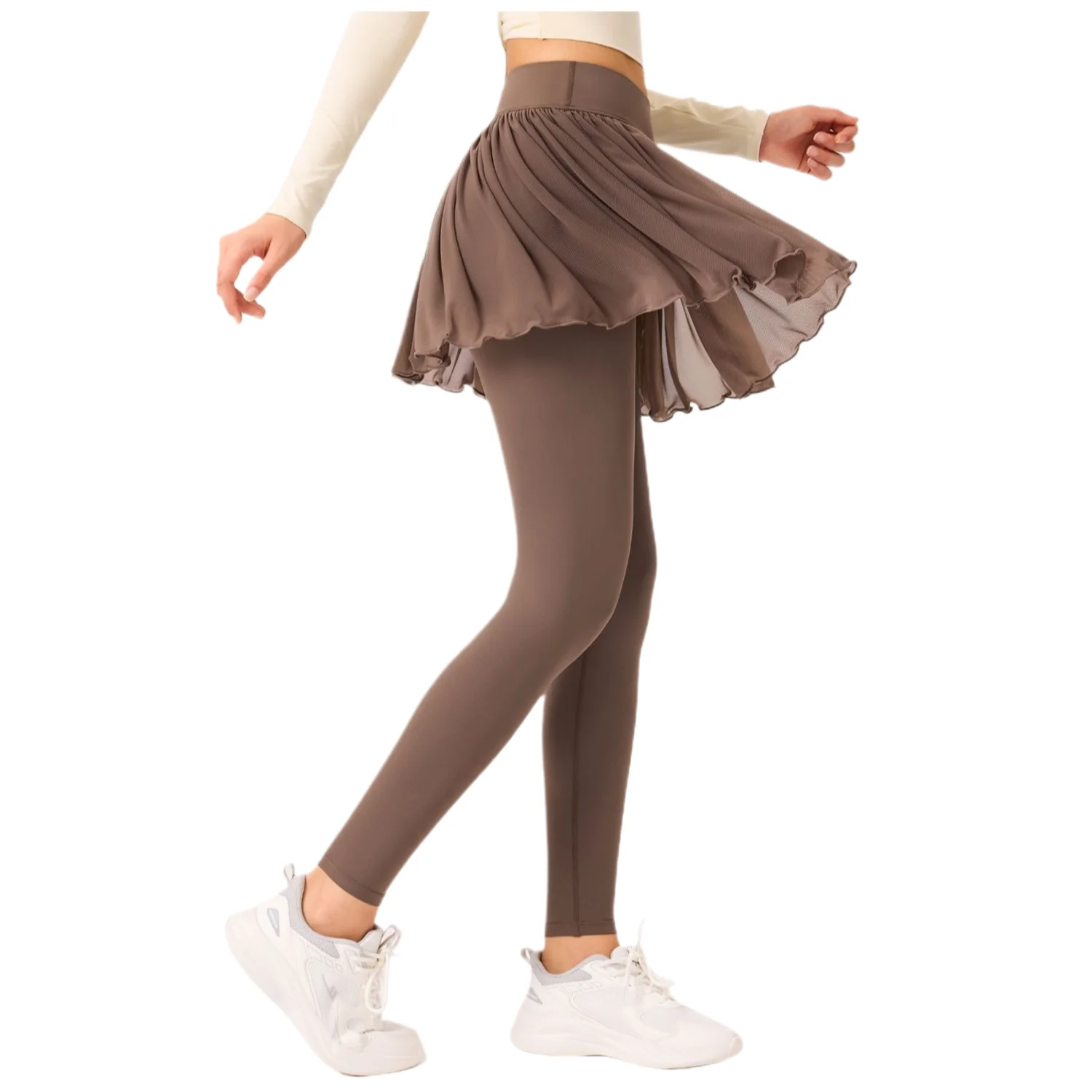 Women 2 in 1 Tennis Skirts with Built-in Long Leggings Pleated Running Golf Skorts Fitness Booty Lift Yoga Pants Tummy Control