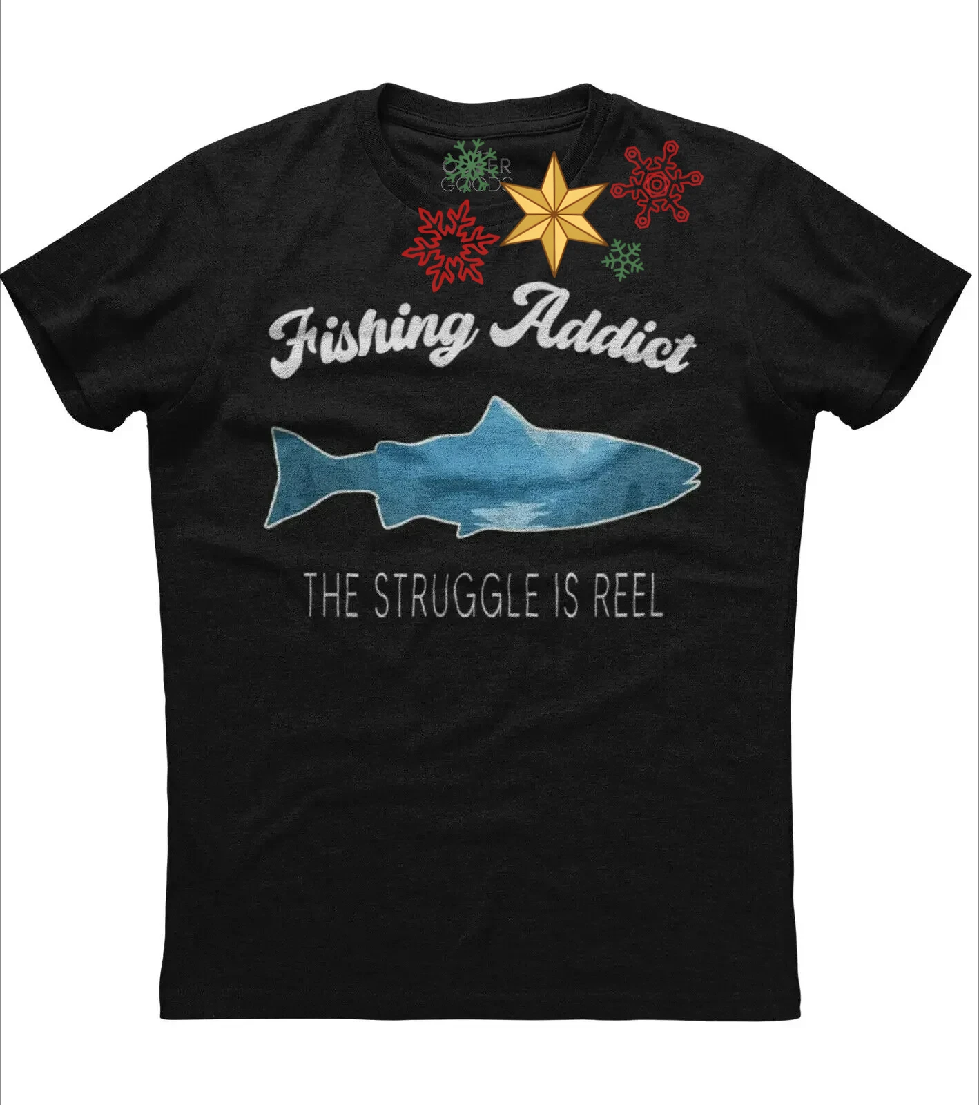 Fishing Addict Graphics Printed Mens Short Sleeve New Cotton Black T-shirt