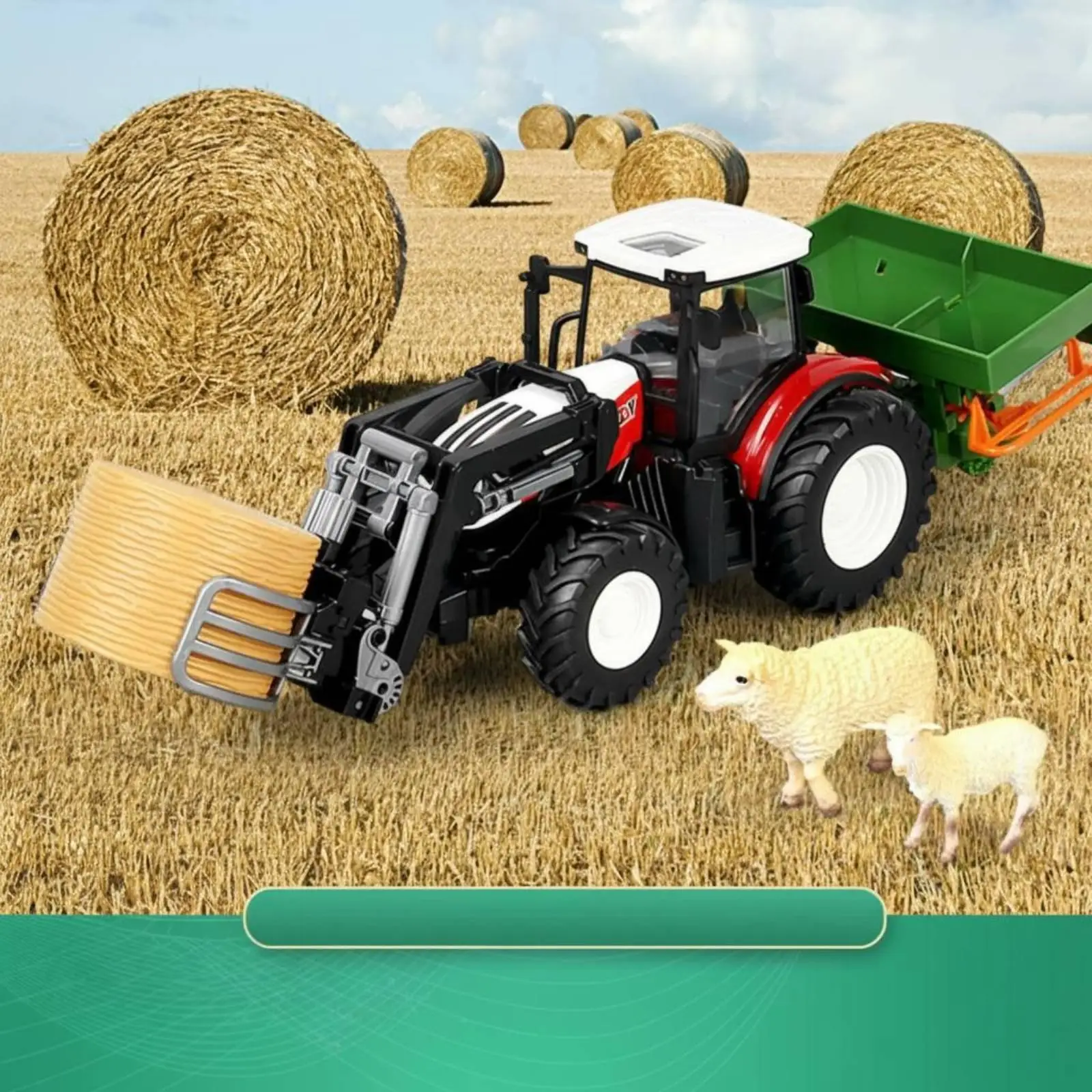 Remote Control Trucks Mini Tractor Toy Farm RC Vehicle with Trailer for Children Indoor Adventure