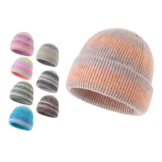 Women's Hat Autumn And Winter Tie Dye Gradient Wool Knitted Hat Fresh Sweet Outdoor Woolen Hat Fashion Personality Versatile Hat