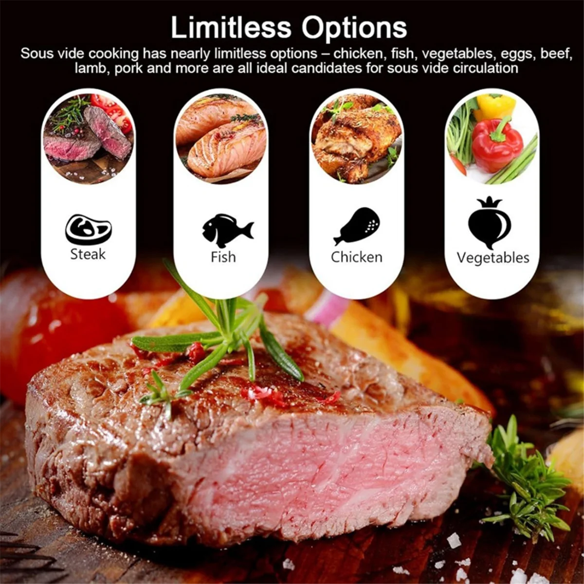 AA25 Vakuum-Sous-Vide-Kocher, LCD-Touch-Digitalanzeige, Tauchzirkulator, präzises Kochen, wasserdichter Slow Cooker, B, UK-Stecker