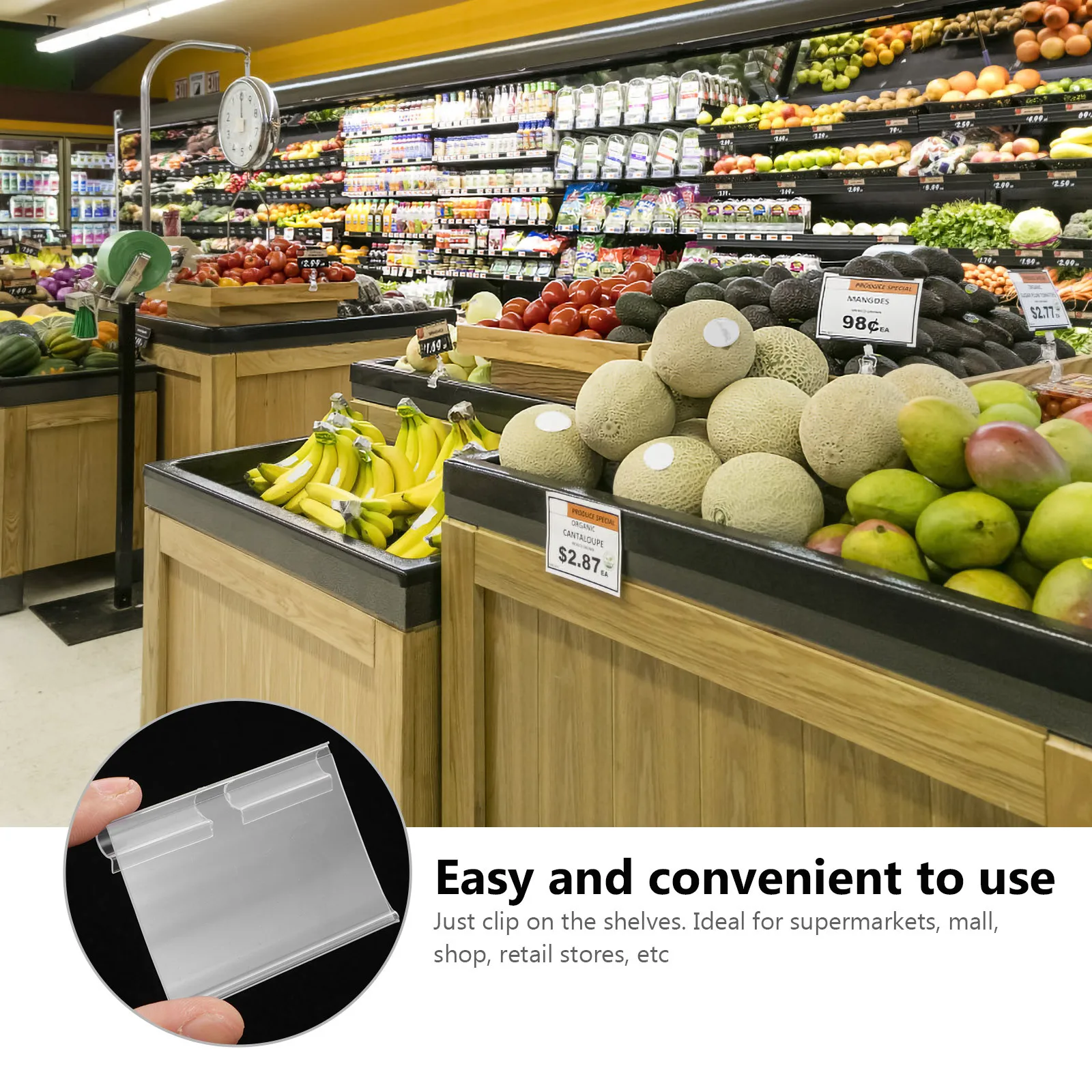 

60Pcs Transparent Shelf Price Holder Clear Label Display for Retail Use Easy Reusable Price Display Tool