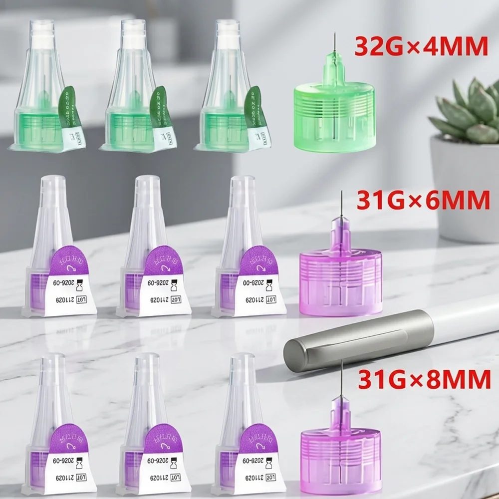 Insulin Pen Refills for Insulin Injection Pens, Individually Packaged, Insulin Pen Needles, Painless Injection Pen Needles, Single-Use, Suitable for Injecting Insulin, Semaglutide, Etc., 4Mm/6Mm/8Mm