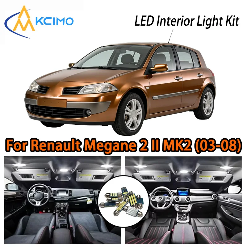 

KCIMO For Renault Megane 2 II MK2 (2003-2008) Premium LED Interior Kit - 2 Colors , Quick Installation, Long-Lasting