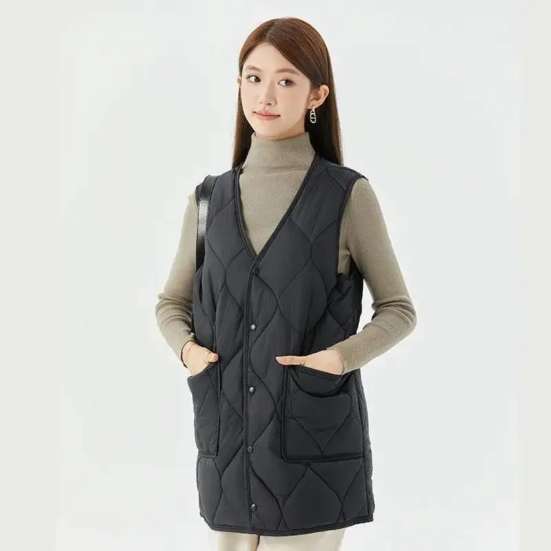 Chaleco de lana de gran tamaño a prueba de viento para mujer, chalecos térmicos sin mangas con cuello en V, abrigo, chaquetas tipo jersey recortadas que combinan con todo