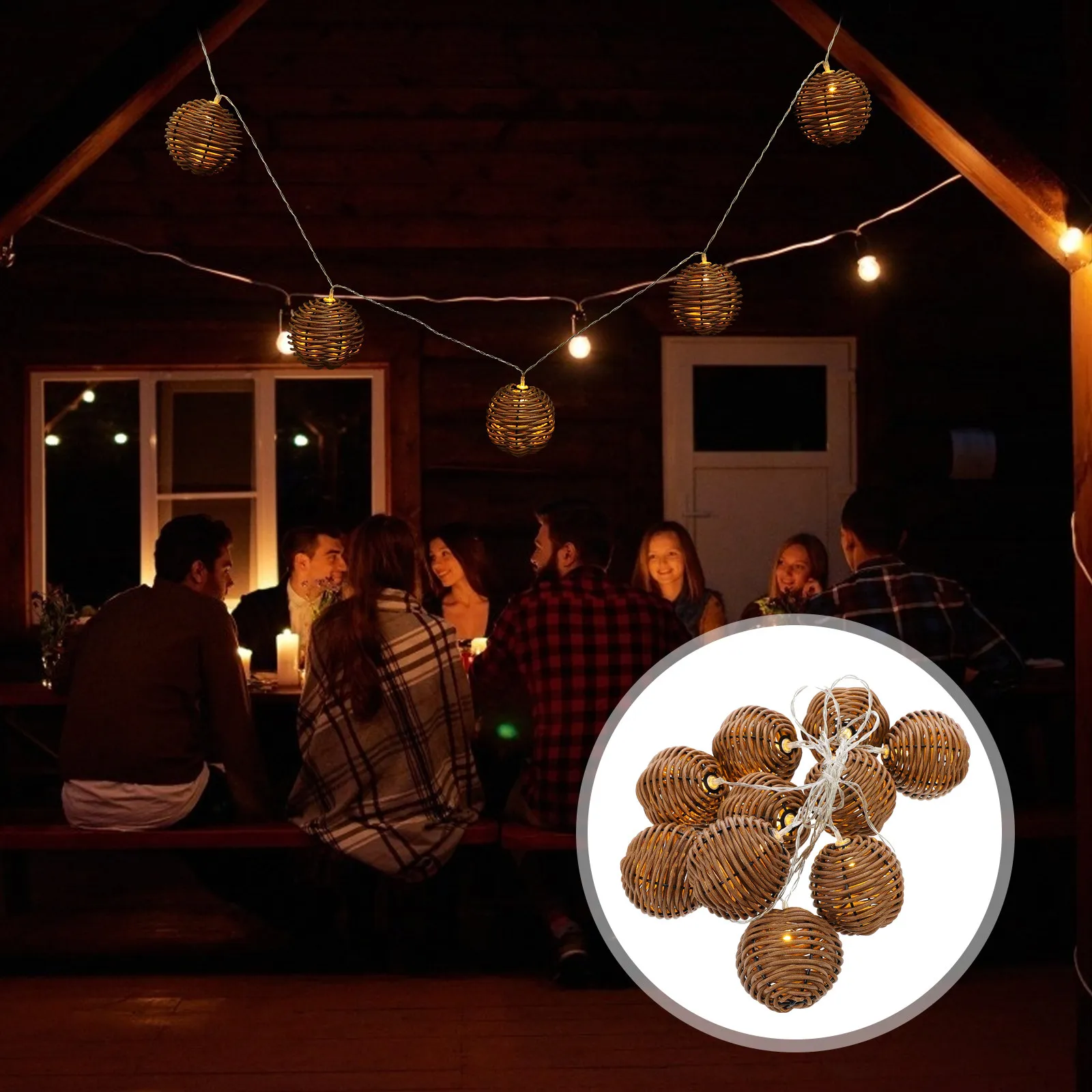 

1Set LED Imitation Rattan String Light Decorative Lamp String Creative Night Light Party Lantern Indoor Atmosphere Decor