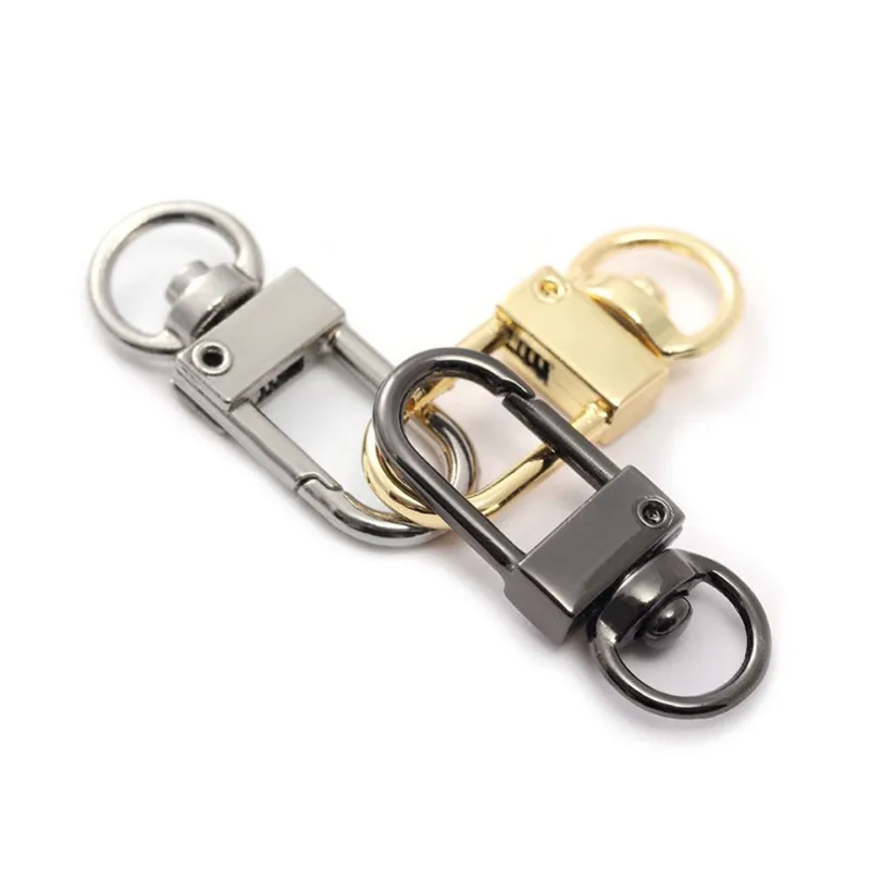 10-50Pcs 3.4cm Silver/Gold/Gun black/Bronze/Rose gold Colors Small Silver Alloy Swivel Clasps Snap Key Hooks DIY Key Chain Ring