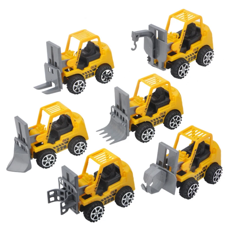 6pcs Children's Model Small Pull Back Inertia Engineering Set Baby Boy Bulldozer Excavator Excavator Toy Car B164