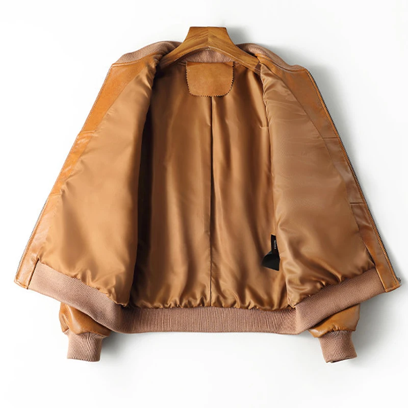 2026年新作 レディース 本革ジャケット ファッション ストリートウェア ルーズ スタンドカラー ショート カジュアル ベースボール シープスキン レザー ジャケット